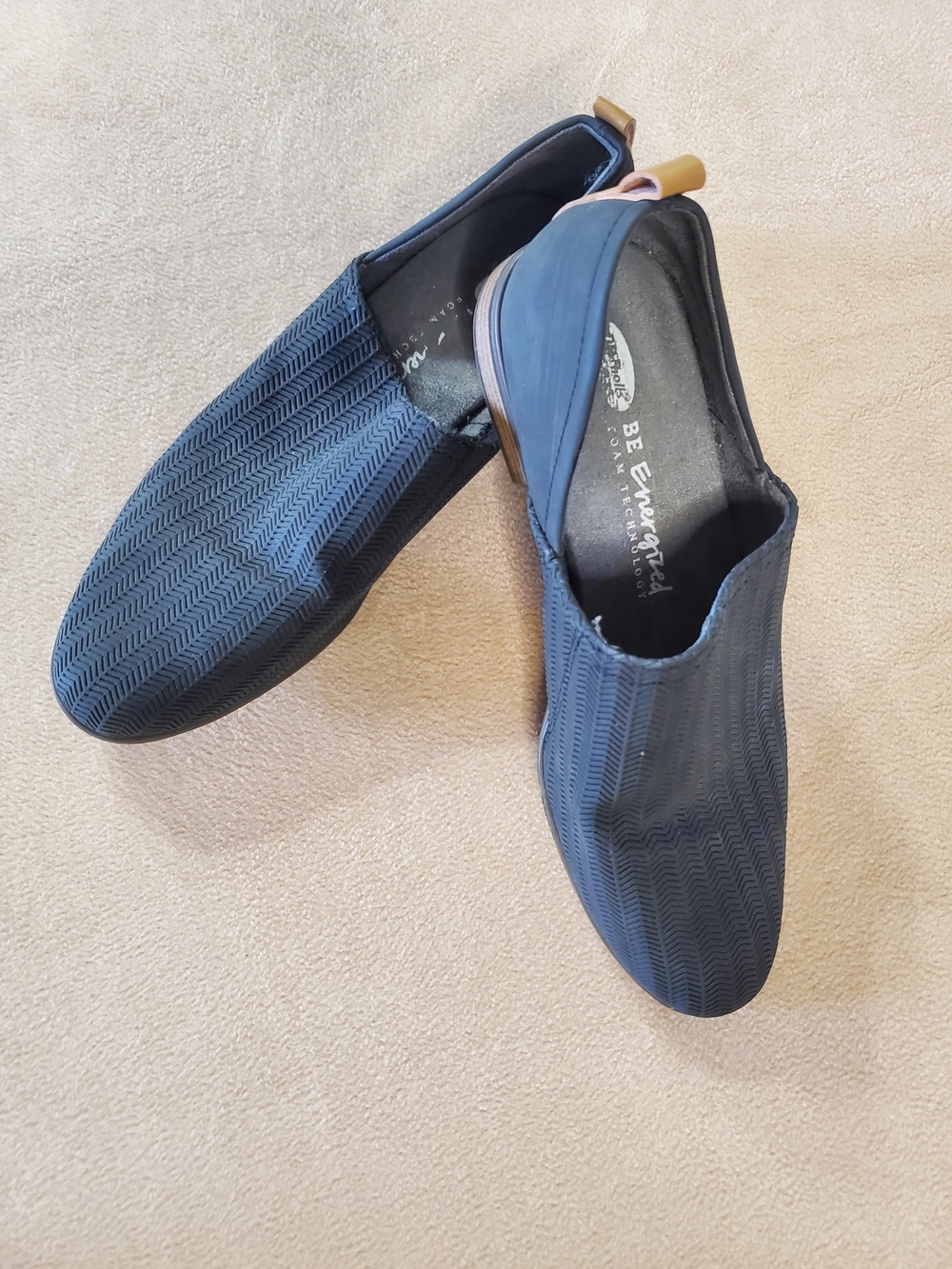 Dr. Scholl's Womens Black Slip-On Textured Loafers